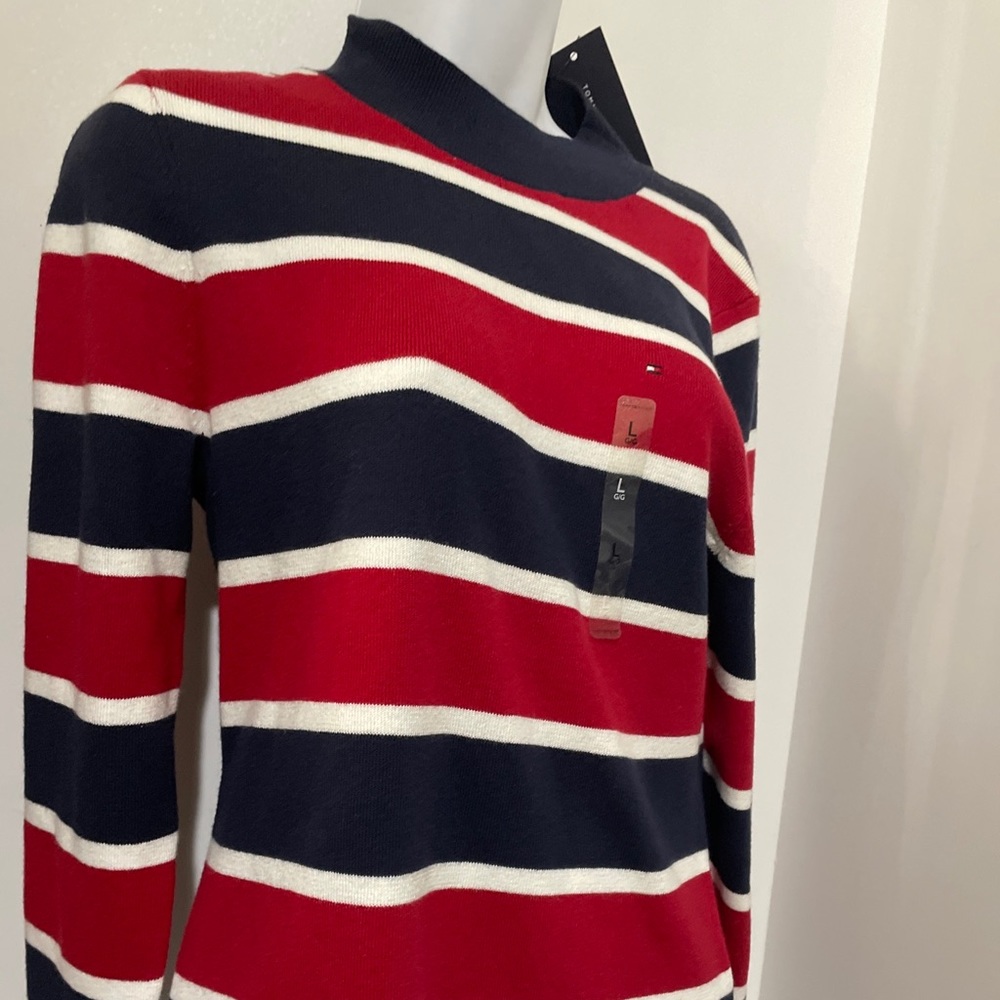 Tommy Hilfiger sweater women large stripes long sleeves new with tag